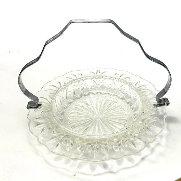 EAPG Glass Relish Dish Caddy-Chrome Handle w/Indent for Hanging Spoon/Fork - Picture 7 of 7